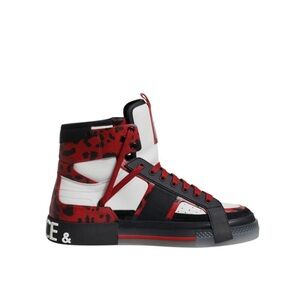 Dolce & Gabbana Red, Black & White High-Top Boat Shoes